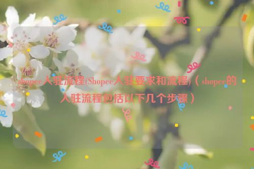 shopee入驻流程(Shopee入驻要求和流程)（shopee的入驻流程包括以下几个步骤）