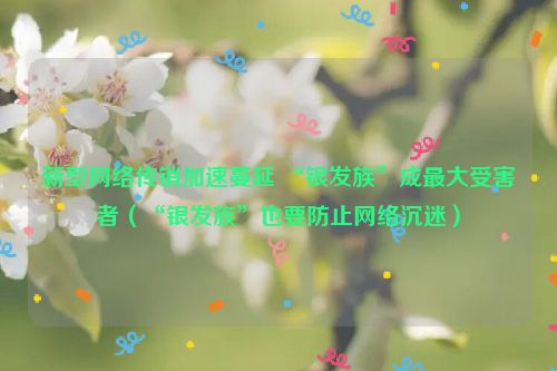 新型网络传销加速蔓延 “银发族”成最大受害者（“银发族”也要防止网络沉迷）