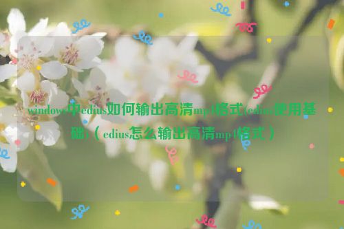 windows中edius如何输出高清mp4格式(edius使用基础)（edius怎么输出高清mp4格式）